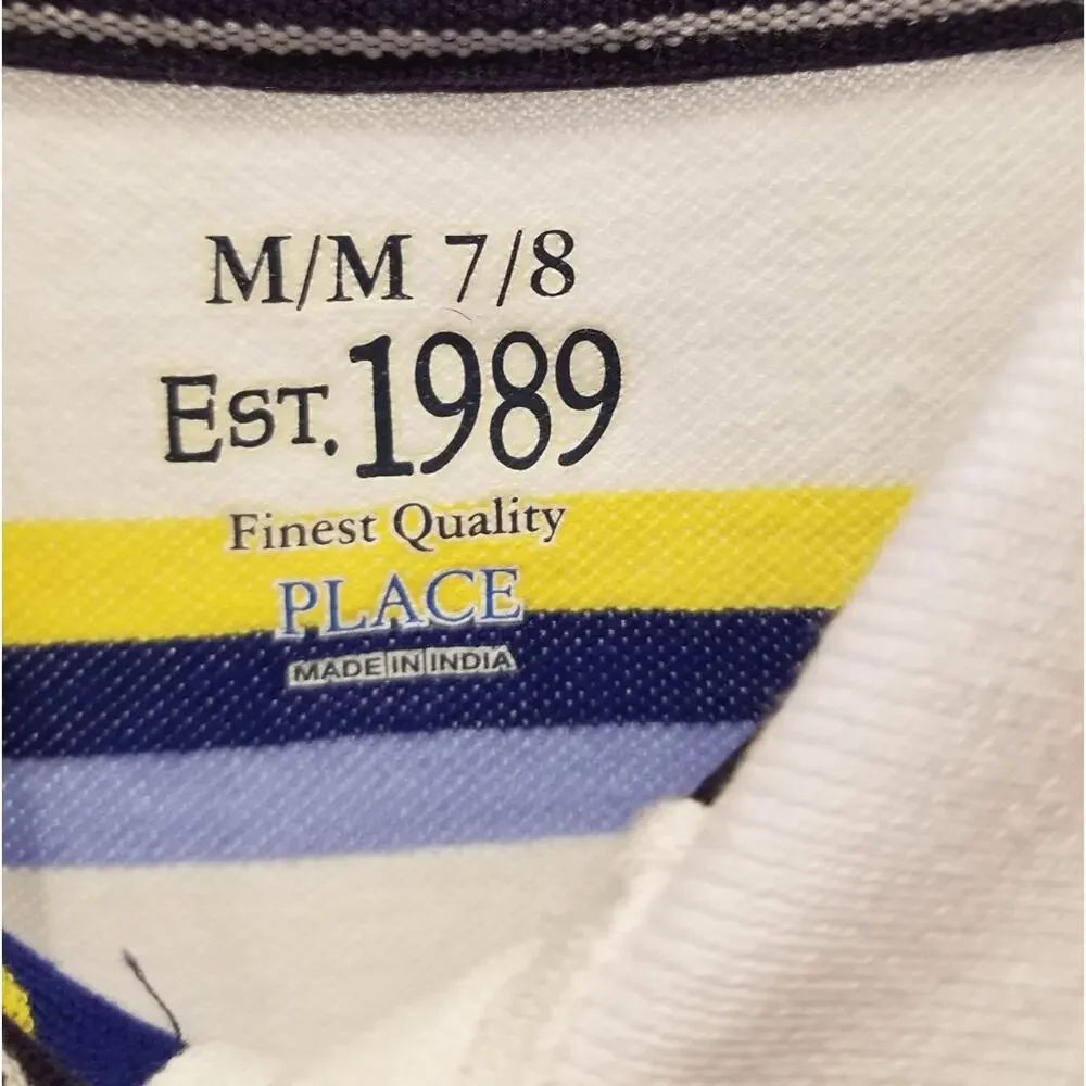 Childrens Place Boys Cotton Collared Tee‎ Lightweight Stripped T-Shirt Size 7/8